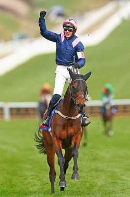 Paul Townend riding Kopek Des Bordes celebrates winning 1st race of Cheltenham 2025