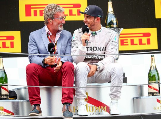 Lewis Hamilton Race Winner speaks to Eddie Jordan Spanish F1 Grand Prix 2014