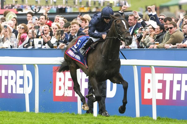 Wayne Lordan winning jockey riding Lambourn The Derby Epsom 2025