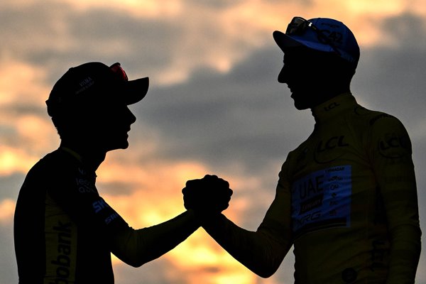 Jonas Vingegaard & Tadej Pogacar Paris Podium Silhouette Tour de France 2025