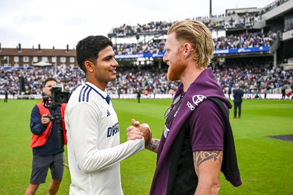 Shubman Gill India & Ben Stokes England after 5th Test Match Oval 2025