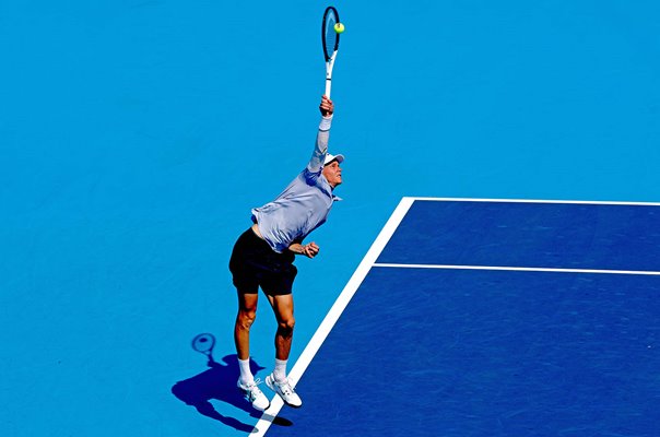 Jannik Sinner Italy serves v Terence Atmane Cincinnati Open 2025