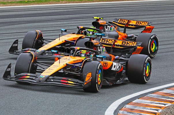 Oscar Piastri McLaren leads team mate Lando Norris Netherlands Grand Prix 2025