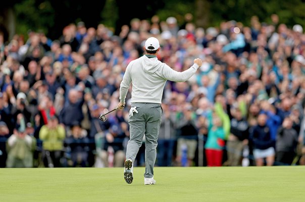 Rory McIlroy Northern Ireland celebrates Eagle Putt 18th Day 4 Irish Open 2025