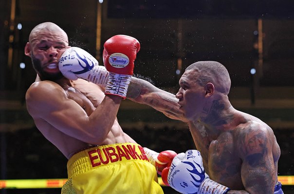 Conor Benn lands punch v Chris Eubank Jr Rematch London 2025