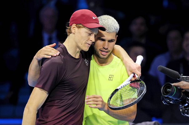 Jannik Sinner & runner up Carlos Alcaraz ATP Finals Turin 2025