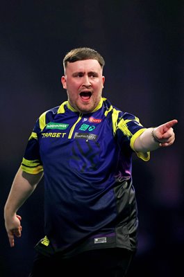 Luke Littler England finish celebration World Darts Championships Final 2026