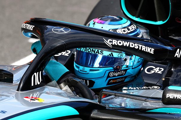 George Russell Great Britain celebrates Australian F1 Grand Prix win 2026