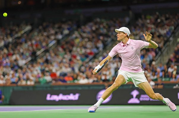 Jannik Sinner Italy backhand v Joao Fonseca Indian Wells 2026