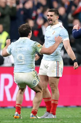Thomas Ramos & Antoine Dupont celebrate France Six Nations win 2026