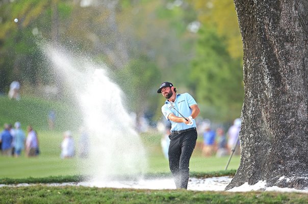 Cameron Young USA bunker shot 16th Round 4 The Players TPC Sawgrass 2026
