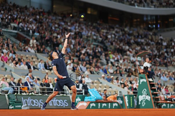 Alexander Zverev Germany serves v Rafael Jodar French Open 2026
