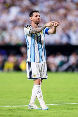 Lionel Messi Argentina celebrates hat trick v Algeria Kansas World Cup 2026