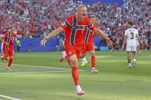 Erling Haaland Norway celebrates goal v Iraq Foxborough World Cup 2026