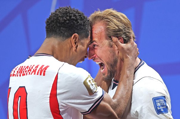 Harry Kane & Jude Bellingham England celebrate v Congo DR Last 32 World Cup 2026