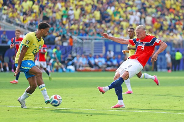 Erling Haaland Norway scores 2nd goal v Brazil Last 16 World Cup 2026