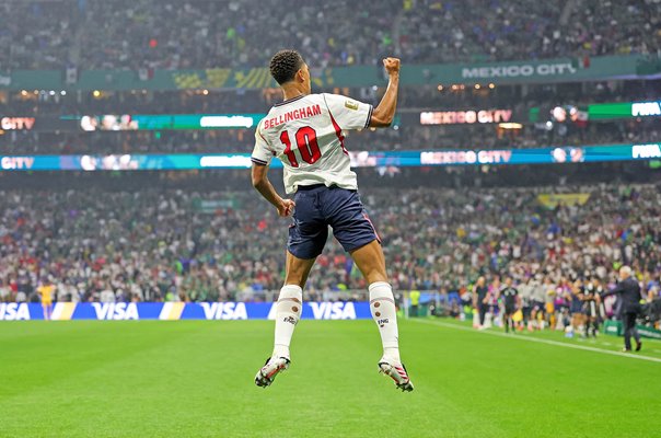 Jude Bellingham England celebrates v Mexico Last 16 Azteca Stadium World Cup 2026