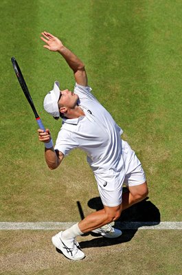 Arthur Fery Great Britain serves v Otto Virtanen Wimbledon 2026