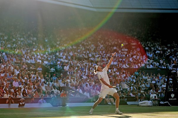 Alexander Zverev Germany serves v Jannik Sinner Wimbledon Final 2026