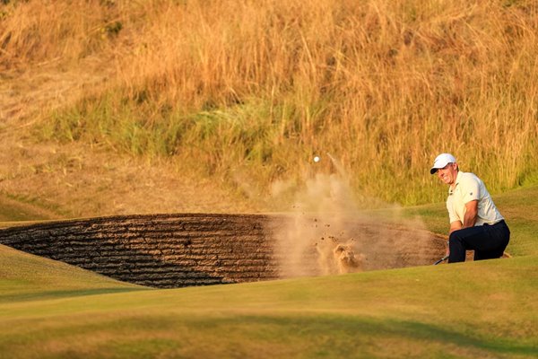 Rory McIlroy bunker 17th hole Day 1 Open Championship Royal Birkdale 2026
