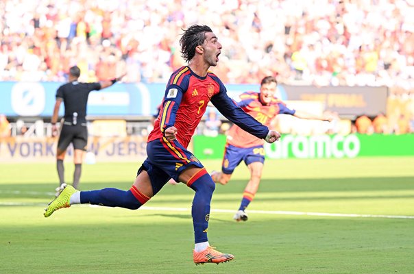 Ferran Torres Spain celebrates winner v Argentina World Cup Final New Jersey 2026
