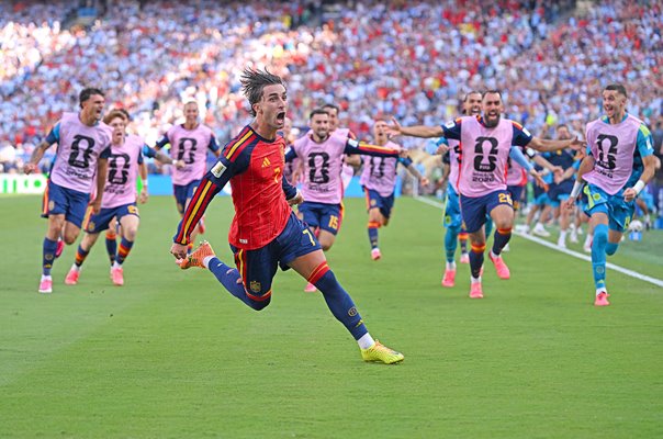 Ferran Torres Spain celebrates winner v Argentina World Cup Final 2026
