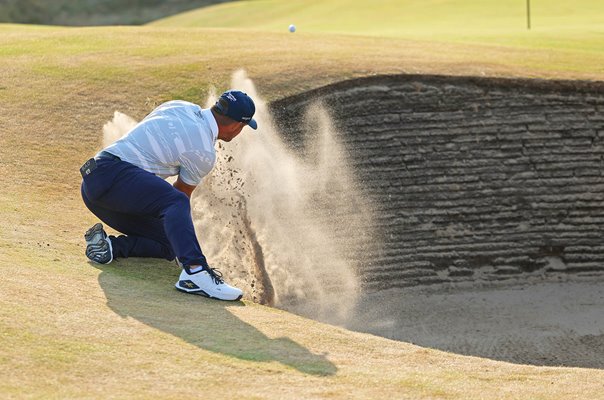 Bryson DeChambeau USA bunker escape 14th hole Open Royal Birkdale 2026