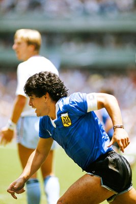 Diego Maradona celebrates Hand of God goal